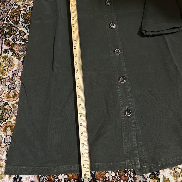 DAVID DART Olive Green Vtg Button Front Dress Size S Mandarin Collar Utility - Picture 5 of 5